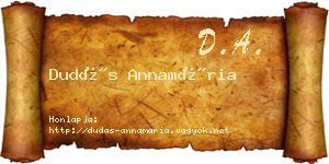 Dudás Annamária névjegykártya